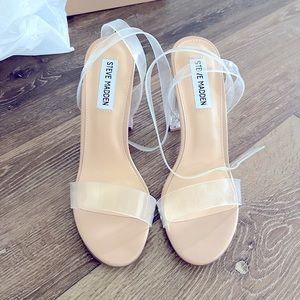 Steve Madden, Clear heels. Brand New! Never worn, straight out the box!